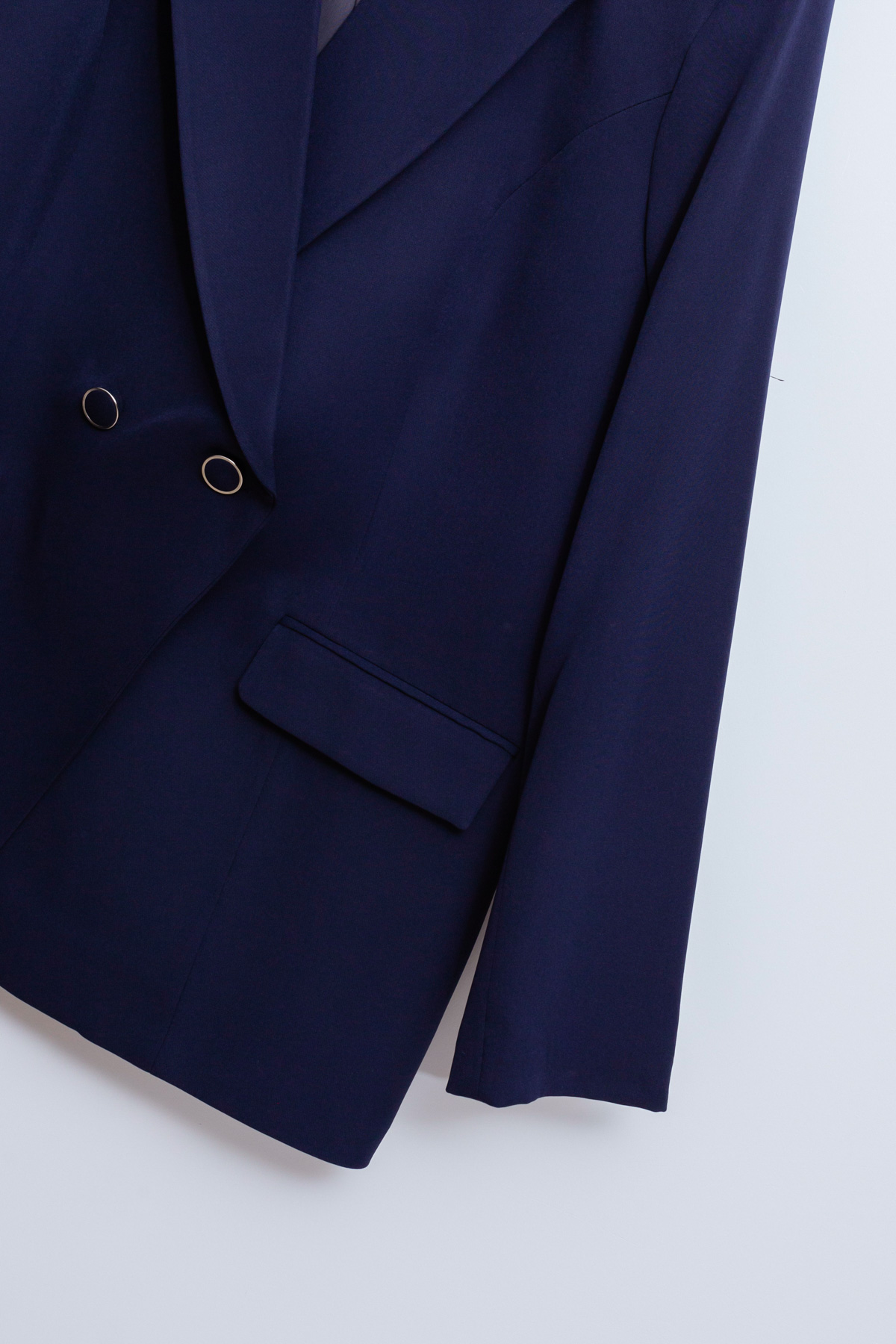 Women's Navy Blue Single Button Plus Size Jacket - 21Y057131-BBR21
