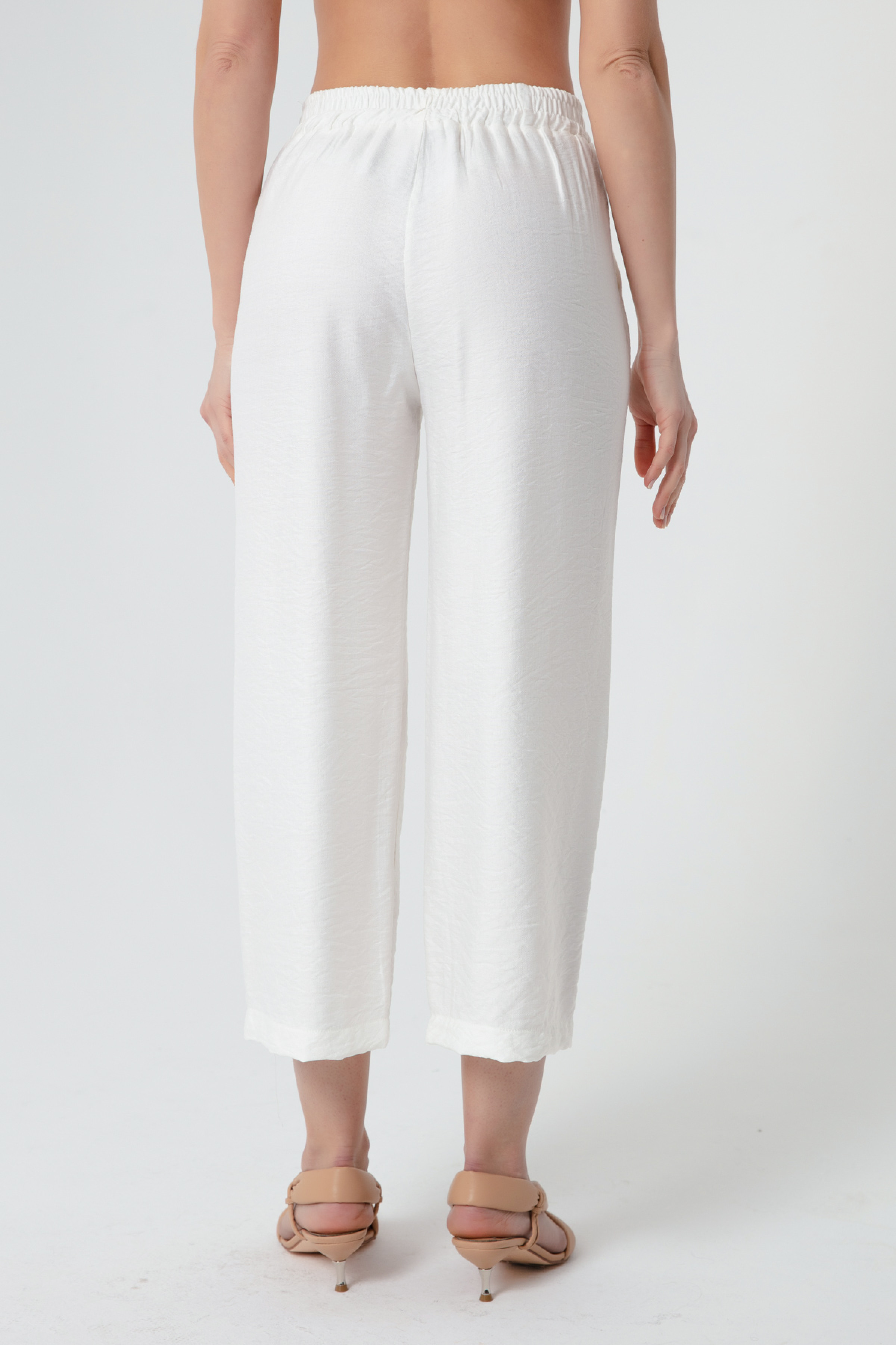 Women's White Linen Pants - 22Y017319R01
